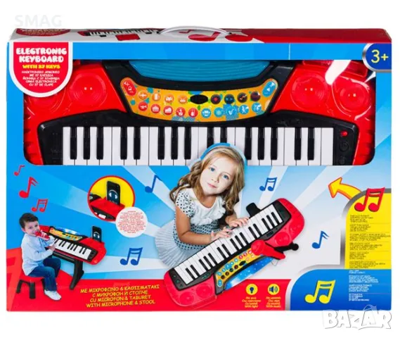 Електронен синтезатор със седалка и микрофон 57x19x58см S_1199479, снимка 4 - Музикални играчки - 48617675