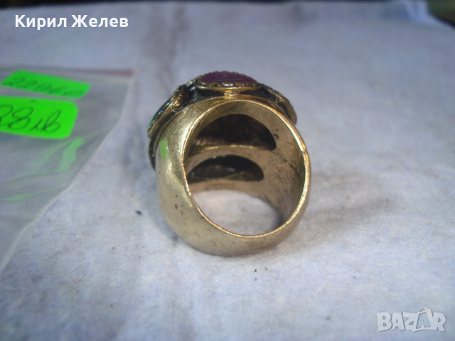 ПОЗЛАТЕН ЕМАЙЛИРАН БРОНЗОВ ЕТНОГРАФСКИ СТИЛ МАСИВЕН ПРЪСТЕН 22960, снимка 13 - Пръстени - 36410806
