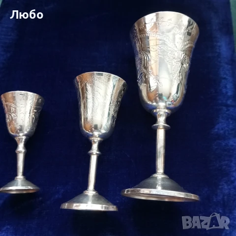 пълен сервиз посребрени чаши, снимка 2 - Чаши - 51202361