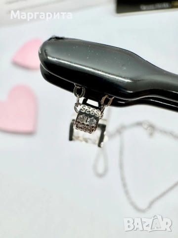 Сребърно колие с мойсанит (диамант) 1 карат, снимка 8 - Колиета, медальони, синджири - 54241140