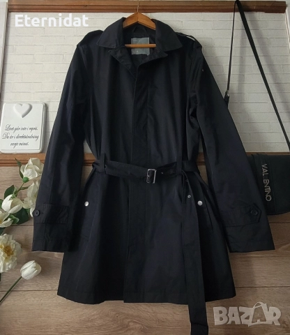 Черен тренч JILINBERG , снимка 8 - Палта, манта - 51807822