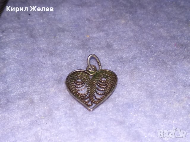 СТАРИННО СРЕБЪРНО ФИЛИГРАННО СЪРЧИЦЕ МАЙСТОРСКА РЪЧНА ИЗРАБОТКА 36132, снимка 5 - Антикварни и старинни предмети - 39640000
