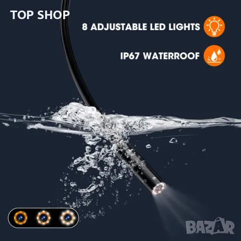 Ендоскопска камера със светлина бороскоп Ендоскоп с двойна леща 1080 HD камера за инспекция 8mm, снимка 9 - Друга електроника - 49064954