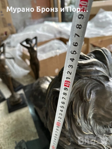 УНИКАЛНА ДВОЙКА БРОНЗ (90 кг): Легнали Лъвове – Barye, 68 см, за Портал/Вход, снимка 5 - Антикварни и старинни предмети - 53987561