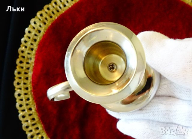 Посребрен бронзов свещник,дръжка. , снимка 3 - Антикварни и старинни предмети - 40253065