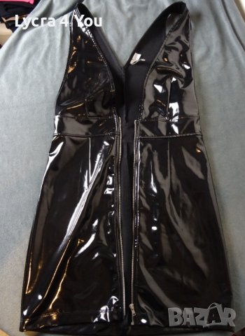 S/M Divided by H&M черна лачена/винил рокля с дълбоко деколте и цип отпред, снимка 13 - Рокли - 42588968