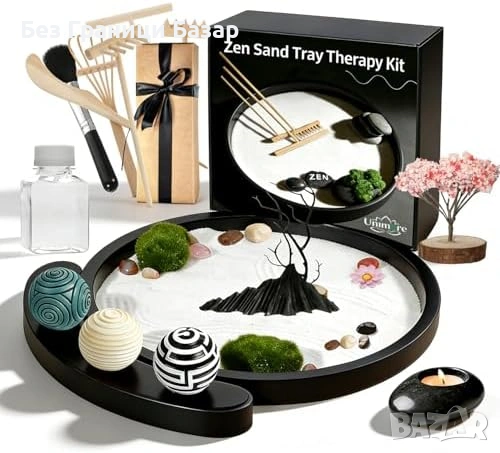 Нова Дзен градина за бюро японски комплект с пясък и аксесоари Декорация дом 