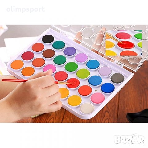 Водни бои  28 цвята. Произведени от висококачествени материали с органични пигменти, нетоксични. , снимка 2 - Ученически пособия, канцеларски материали - 39497494