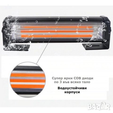 Маяк, Диодна лампа, 2бр., Аварийна сигнална LED лампа, 163х43х42мм., 12V / 24V, блиц, снимка 4 - Аксесоари и консумативи - 37085974