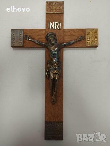 Дървен кръст разпятие Исус Христос, снимка 1 - Други ценни предмети - 31410314