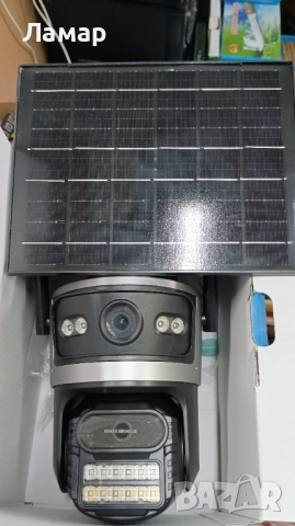 Двойна соларна безжична въртяща камера 4G 12MP iCSee работи с СИМ SIM карта мобилни данни