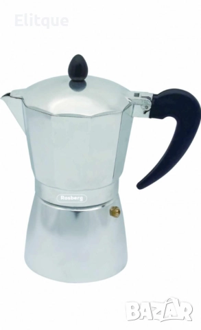 Кубинска кафеварка Rosberg, за 3/ 6/ 9 чаши, Алуминий, снимка 5 - Други - 52594499