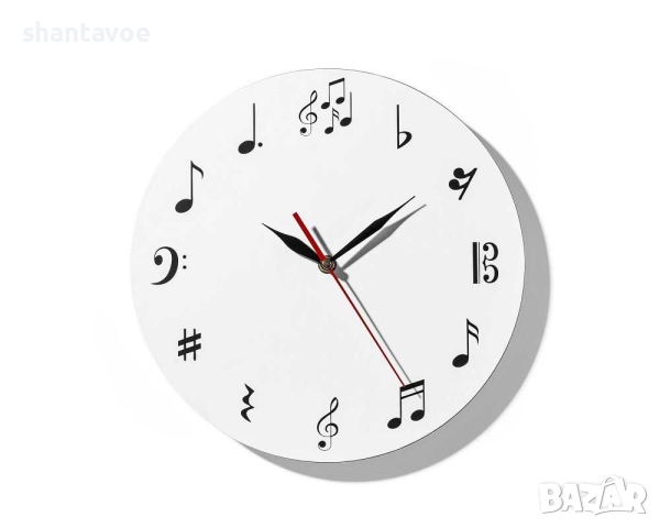 Музикален стенен часовник с ноти, снимка 3 - Стенни часовници - 44602718