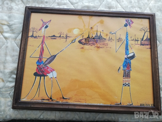 авторски картини с африкански мотиви 58/78 см., снимка 2 - Антикварни и старинни предмети - 52714337