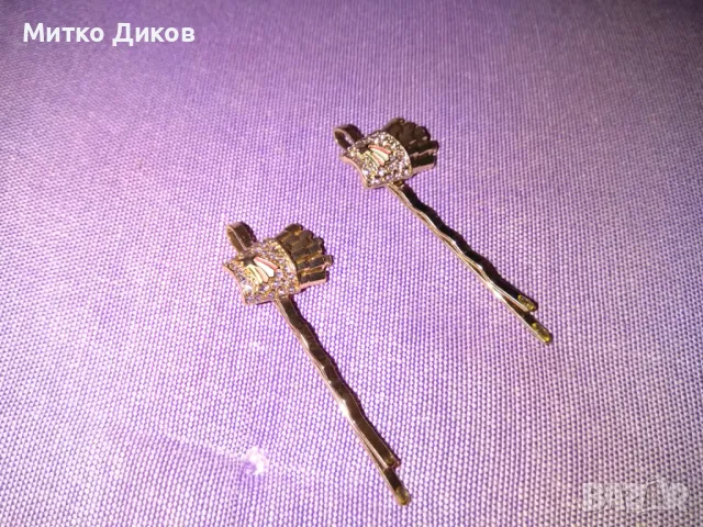  Луксозна фиба за коса елегантен дизайн с камъчета 5 броя, снимка 5 - Аксесоари за коса - 50257892
