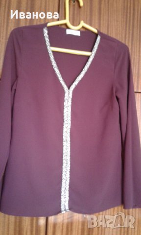 Дамска блуза бордо - С размер, снимка 1 - Блузи с дълъг ръкав и пуловери - 30341682