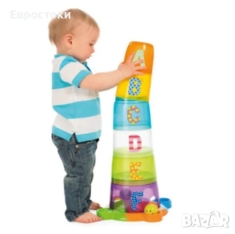 Образователна играчка кула Chicco Stack and Fun, детска играчка 3-в-1 кула с чаши и топки, снимка 5 - Образователни игри - 47500894