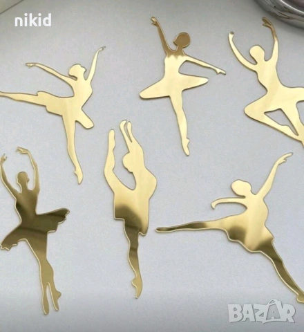 6 бр Балерина Балет пластмасови златни топери топер за торта украса декор