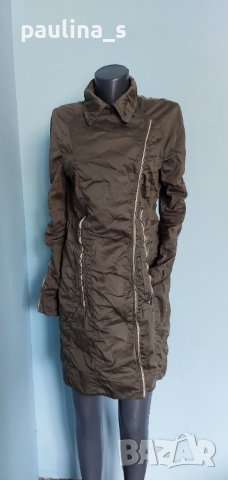 Дизайнерски тренч с кожен ефект "Marc Cain" sports / унисайз , снимка 8 - Палта, манта - 36840255