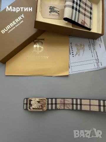 Колан и портфейл Burberry, снимка 4 - Колани - 51693642