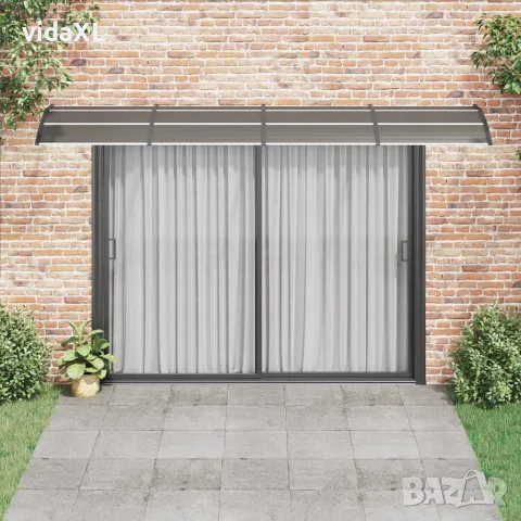 vidaXL Сенник за врата, черен, 400x100 см, поликарбонат, снимка 3 - Врати за баня - 56146231