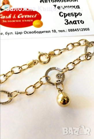 Златна дамска гривна 14К.Тегло 4.90 гр.Дължина 19 см.Цена 370 € (723.66 лв.), снимка 2 - Гривни - 52985902