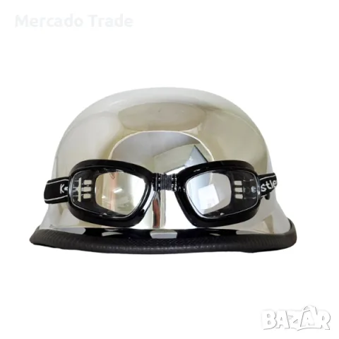 Ретро каска с очила Mercado Trade, Тип немска, За чопъри, скутери, мотори