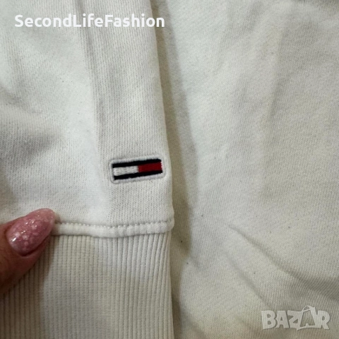 Дамски пуловер Tommy Hilfiger Jeans vintage бял, размер XS, винтидж, снимка 7 - Блузи с дълъг ръкав и пуловери - 52505584