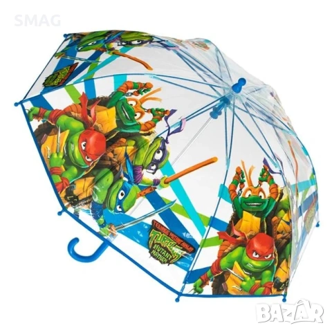 Детски чадър бастун, прозрачен, син-зелен Ninja Turtles_1242942, снимка 2 - Чадъри - 54298564