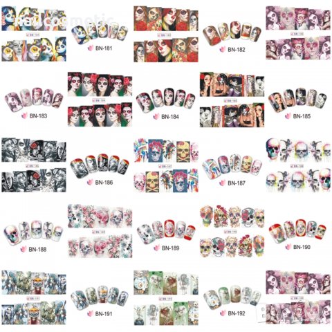 Водни стикери за маникюр черепи, снимка 13 - Продукти за маникюр - 30500462