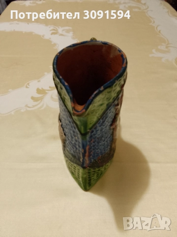 МНОГО РЯДКА СТАРА КЕРАМИЧНА КАНА С ФИГУРА ПОДПИСАНА, снимка 11 - Антикварни и старинни предмети - 51830961