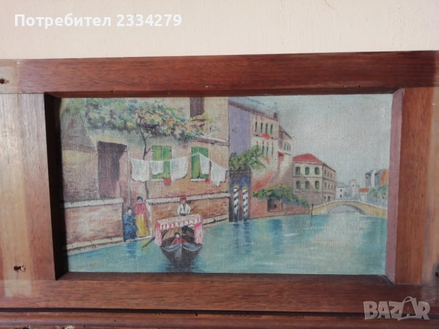 Античен голям триптих, стари рисувани картини на платна. , снимка 9 - Пана - 51802904