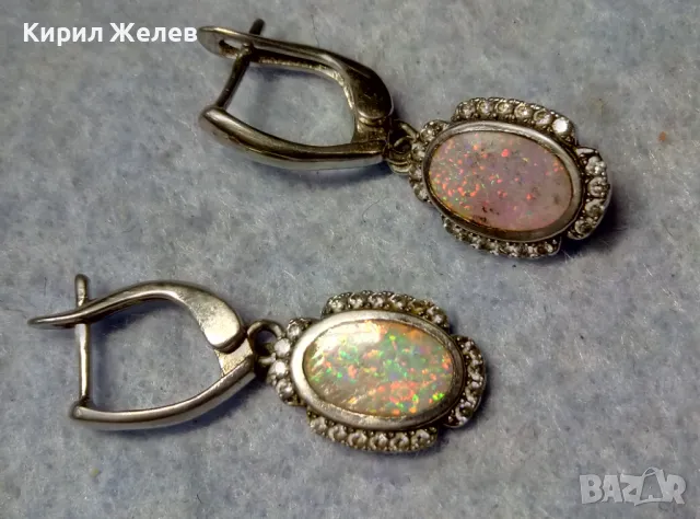 ПРЕКРАСНИ СКЪПОЦЕННИ СРЕБЪРНИ ОБЕЦИ СРЕБРО 925 АНГЛИЙСКА ИЗРАБОТКА с БЯЛ ОГНЕН ОПАЛ и ЦИРКОНИ 26212, снимка 6 - Обеци - 49917578