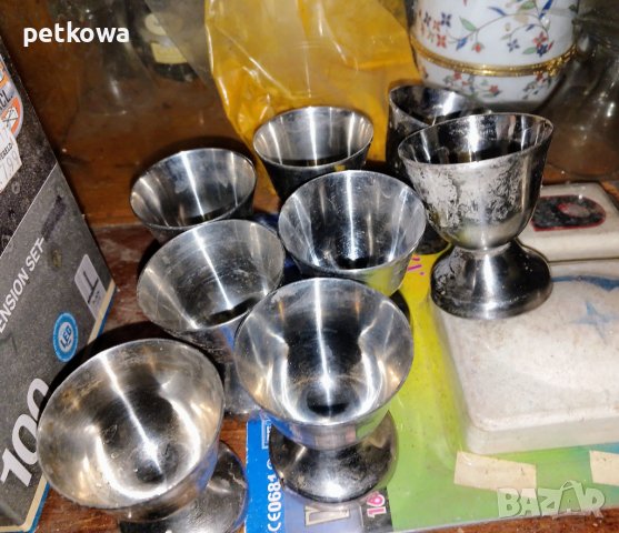 Неръждаеми хромникелови малки чашки комплект осем броя, снимка 1 - Други стоки за дома - 40340599
