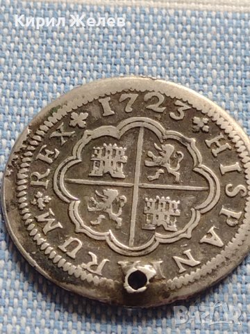Сребърна монета 2 реала 1723г. Филип пети Севиля Испания 14943, снимка 2 - Нумизматика и бонистика - 42900582