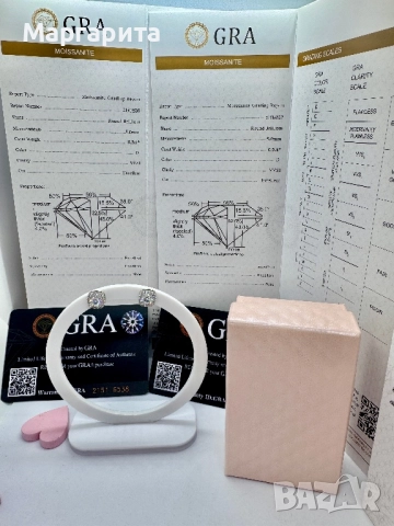 Сребърни обеци с мойсанит (диамант) 0.5 карата, снимка 10 - Обеци - 51630760