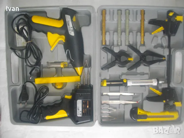 TCM 20 ЧАСТИ НОВ НЕМСКИ ОРИГИНАЛЕН КОМПЛЕКТ ИНСТРУМЕНТИ ЕЛ. ПОЯЛНИК ЛЕПАЧКА ПИСТОЛЕТ СИЛИКОН ВАКУУМ 