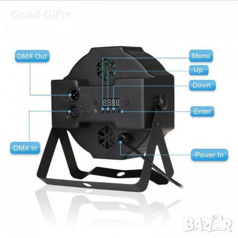 Мини Прожектор за клубове , дискотеки , партита - LED Mini Flat Par - 7 различни канала , 36 LED, снимка 5 - Прожектори - 30282388