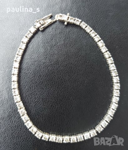 Винтидж / Стара сребърна тенис гривна / проба 925 , снимка 4 - Гривни - 34975506