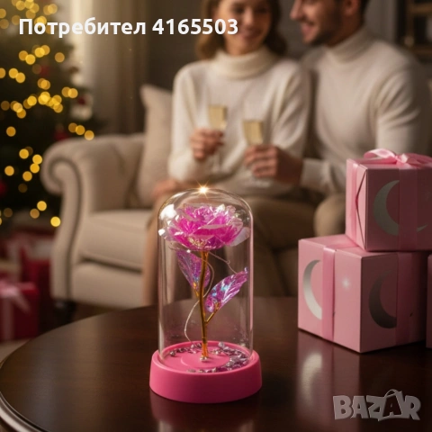 Светеща декоративна роза в купол - Светлина, романтика и любов, снимка 2 - Декорация за дома - 53059760