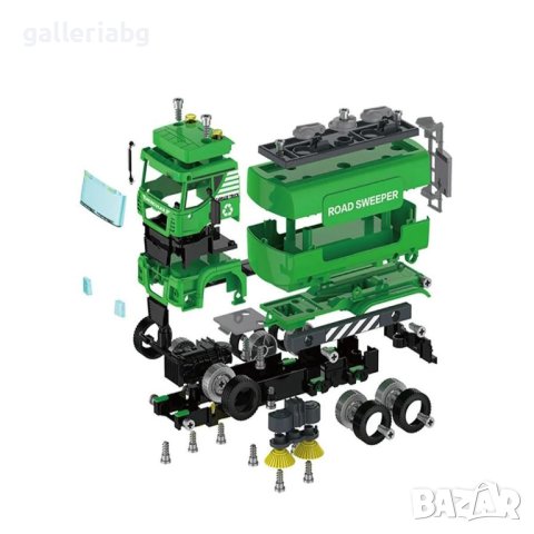 Боклукчийски камион със светлини и звуци за разглобяване, снимка 3 - Конструктори - 40663623