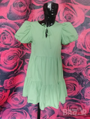 Sinsay ярко зелена къса разкроена рокля М, снимка 6 - Рокли - 51228967