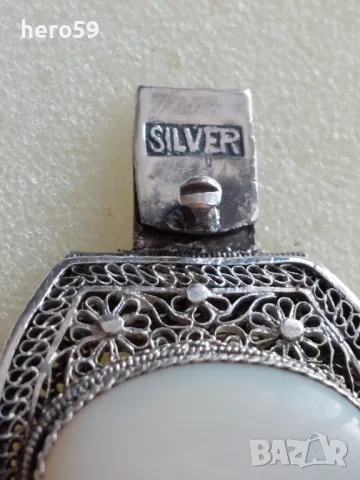 Прекрасна сребърна филигранна гривна с камъни от седеф,сребро 925-sterling, снимка 5 - Гривни - 47999153