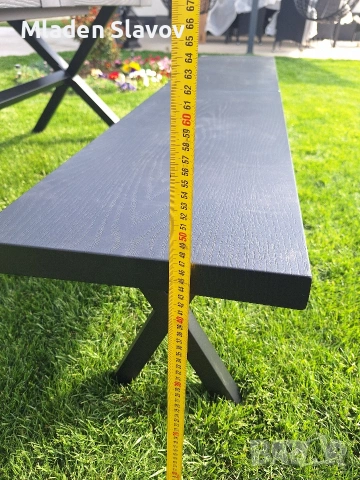 градински комлект от алуминий цвят антрацит, имитация на дърво, снимка 9 - Градински мебели, декорация  - 54198770