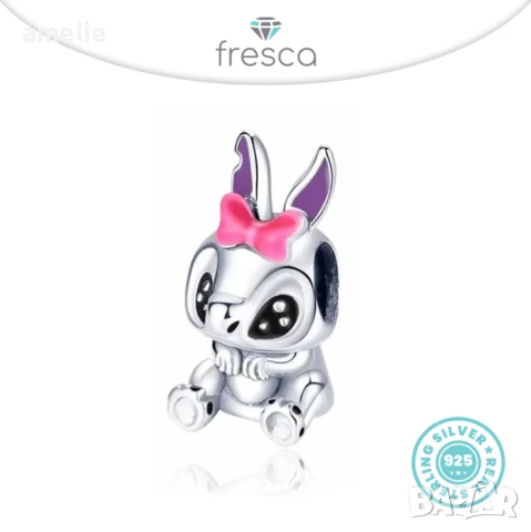 Талисман Fresca по модел тип Пандора Стич Бейби с печат 925 Pandora Disney Stitch Baby Girl