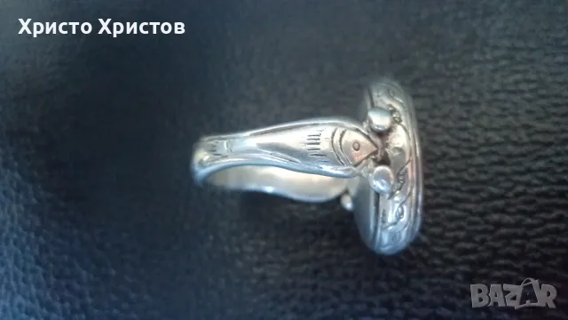 Сребърен старинен гръцки пръстен с гема натурален карнеол, снимка 5 - Пръстени - 56035033
