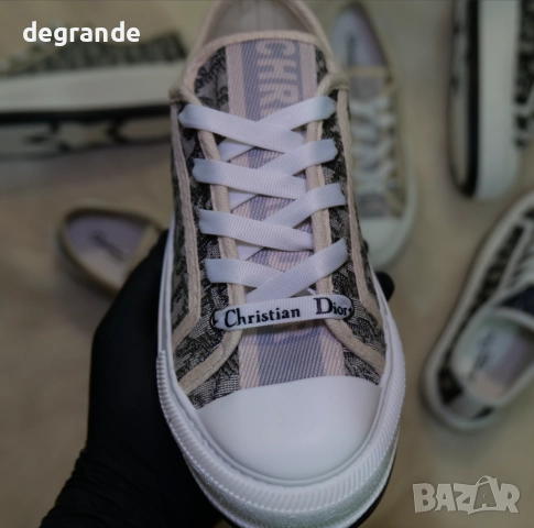 Дамски маратонки Dior Oblique Бежаво с Тъмно Зелено, снимка 5 - Маратонки - 51660910