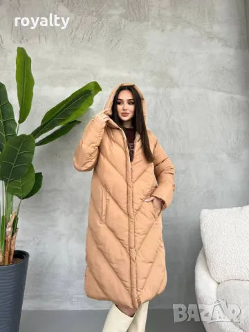 Бежово дълго дамско зимно яке 