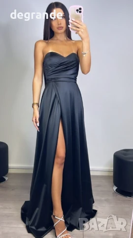 Сатенена дамска рокля налична в черно розово и кралско синьо, снимка 7 - Рокли - 51145268