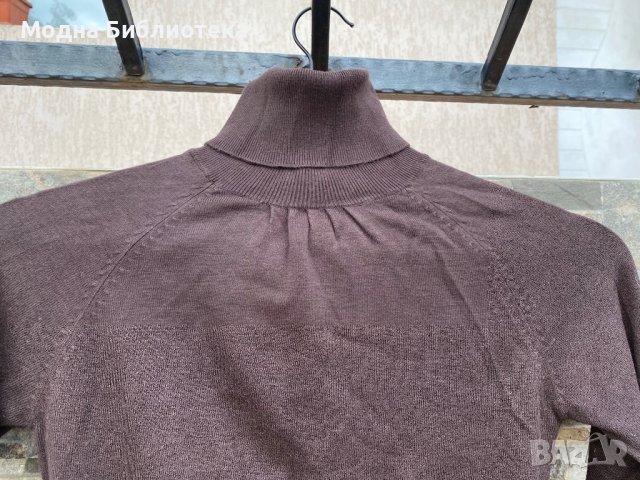 Памучно кафяво поло Mango, снимка 2 - Блузи с дълъг ръкав и пуловери - 37383695